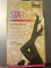 Star Power By Spanx Patterned Shaping Tights Size A Ribbed Row Black High Waist