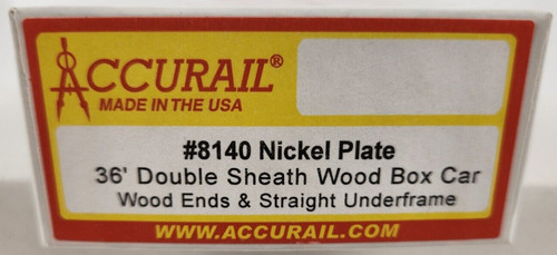Accurail, HO, #8140 Placa de Níquel RR, 36' Doble Vaina Madera Caja Coche, Nuevo | Zustand: New