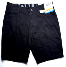 IRON CO Men's Stretch Shorts SIZE 32 Flex Waist Flat Front SOLID BLACK New Tag