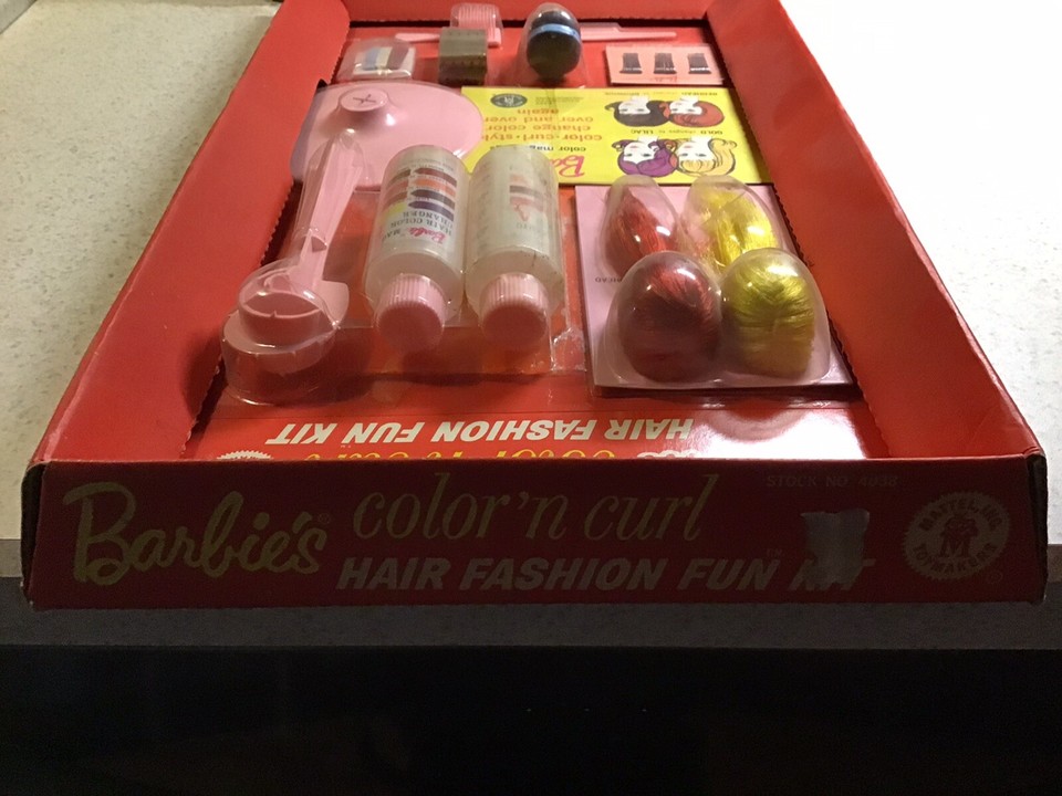 VINTAGE NRFB 1965 BARBIE’S COLOR ‘N CURL HAIR FASHION FUN KIT eBay