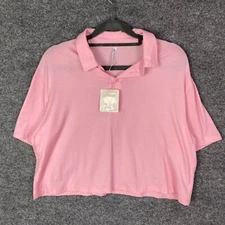 NWT Fabletics Womens Boxy Semi-Cropped Short Sleeve Polo Orchid Pink Size Medium