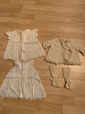 Cream Knit baby outfit with Thigh High booties leggings newborn handmade