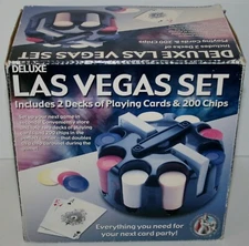 Deluxe Las Vegas Set with 2 Decks of Playing Cards and 200 Chips with Caddy