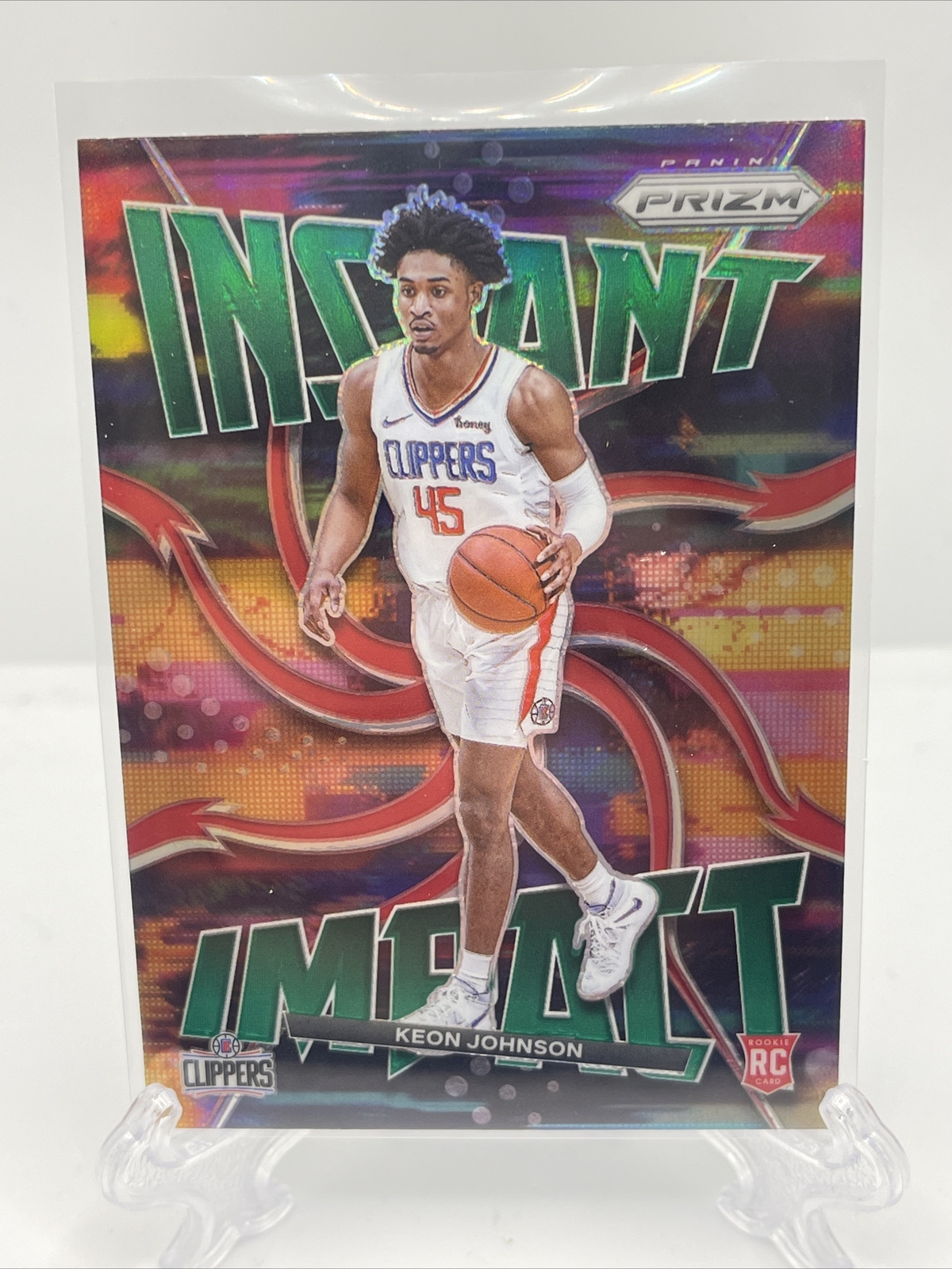 2021-22 Panini Prizm NBA Keon Johnson Instant Impact GREEN Prizm Parallel RC #5