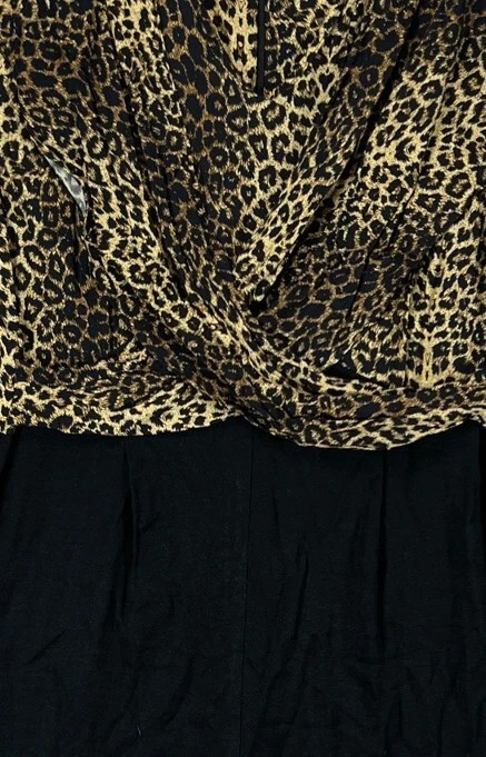 Mono vintage años 80 MENU para mujer 12 una pieza leopardo negro manga larga pantalón Foto 3 de 4