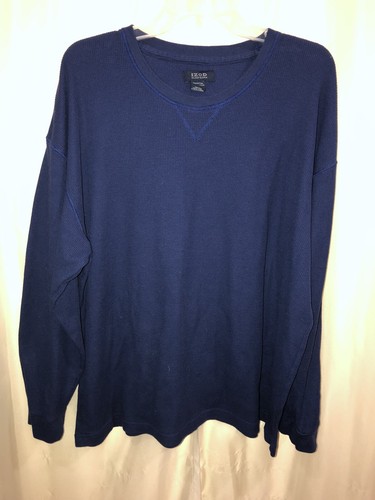 IZOD Navy Waffle Knit THERMAL Shirt Men 