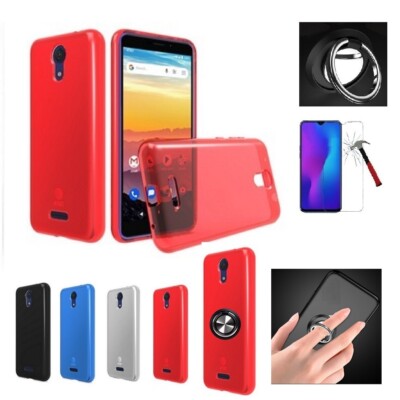 For Cricket Vision 3, Flexible Soft TPU Gel Case Cover + Ring/Tempered Glass