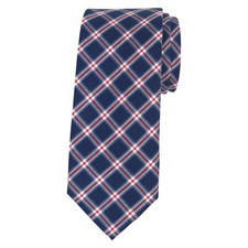 1901 NORDSTROM Mens Slim Tie Navy Blue Red White Check Print 2.5 Narrow Necktie