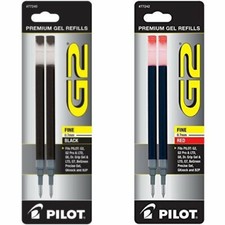 Pilot G2 Gel Ink Refills for Rolling Ball Pens - 1 Black  1 Red- Fine Point