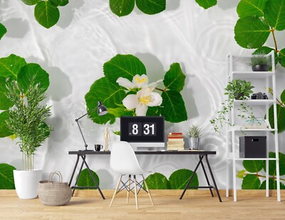3D Water White Flowers G2582 Wallpaper Wall Murals Removable Self-adhesive Erin