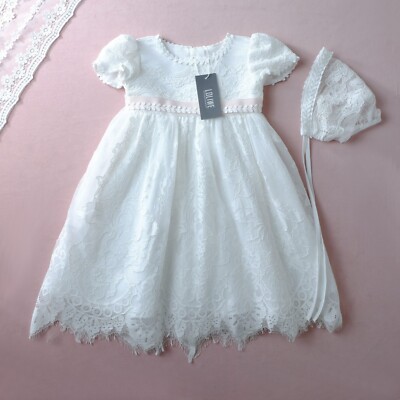 Taufkleid Taufmütze Mädchenkleid Festkleid  Blumenmädchen BM10