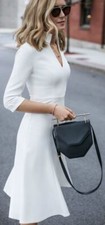 White Leather Dress Women Genuine Lambskin Evening Party Celebrity Style LD38