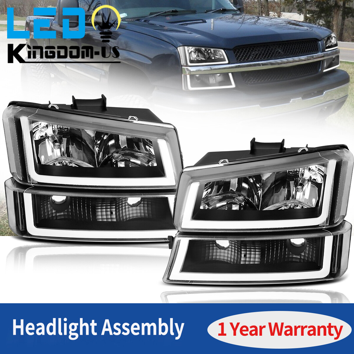 Sell 2003-2006 CHEVY SILVERADO CRYSTAL HEADLIGHTS W/BUMPER LAMPS In Los - Foto 4
