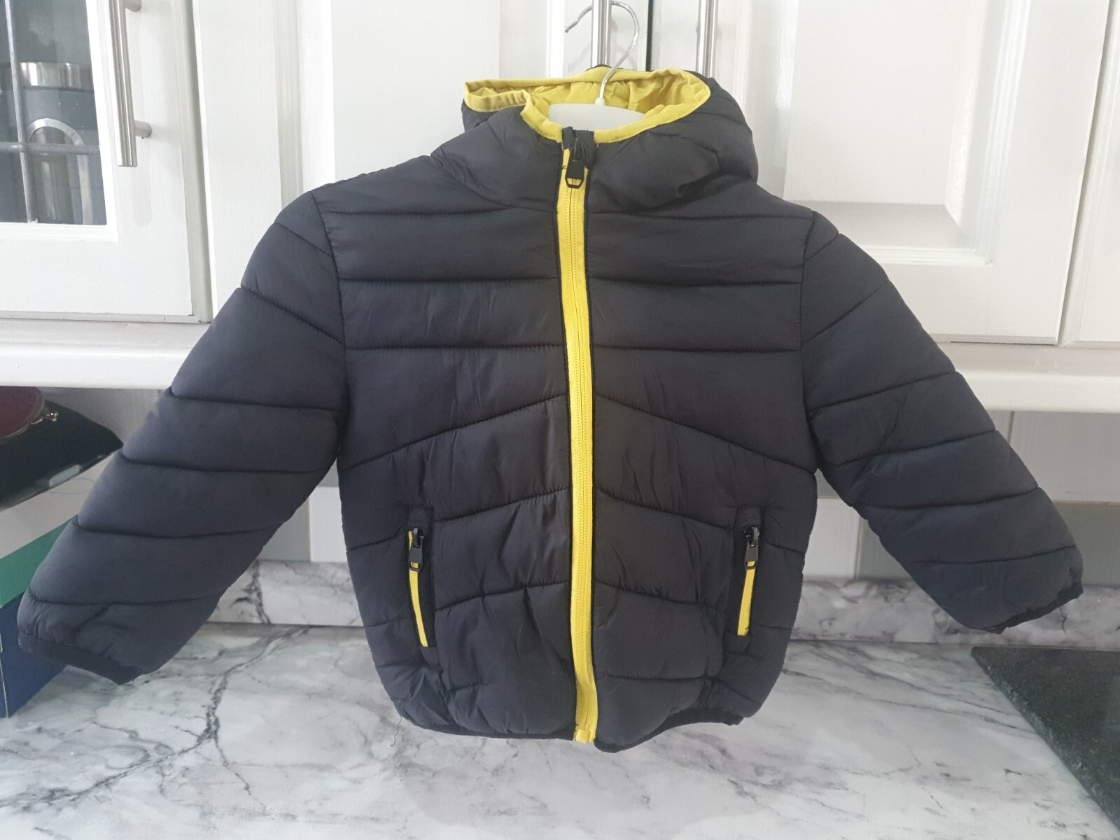 Boys Black And Yellow Minoti 18-24 Months Puffa Jacket
