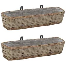 Image of Balcony Planter 2 pcs Wicker with PE Lining 80 cm vidaXL
