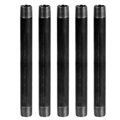3/8 In. X 3 Ft. Black Steel Pipe (5-Pack)