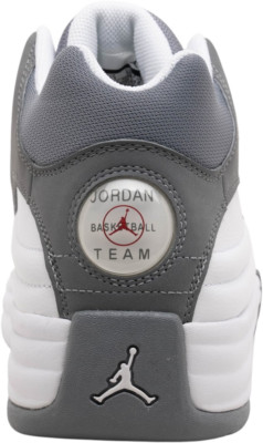 grey and white team jordans