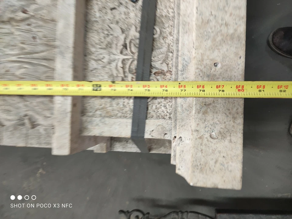 Abrigo de chimenea de mármol beige tallado a mano con columnas talladas para mujer Foto 4 de 4