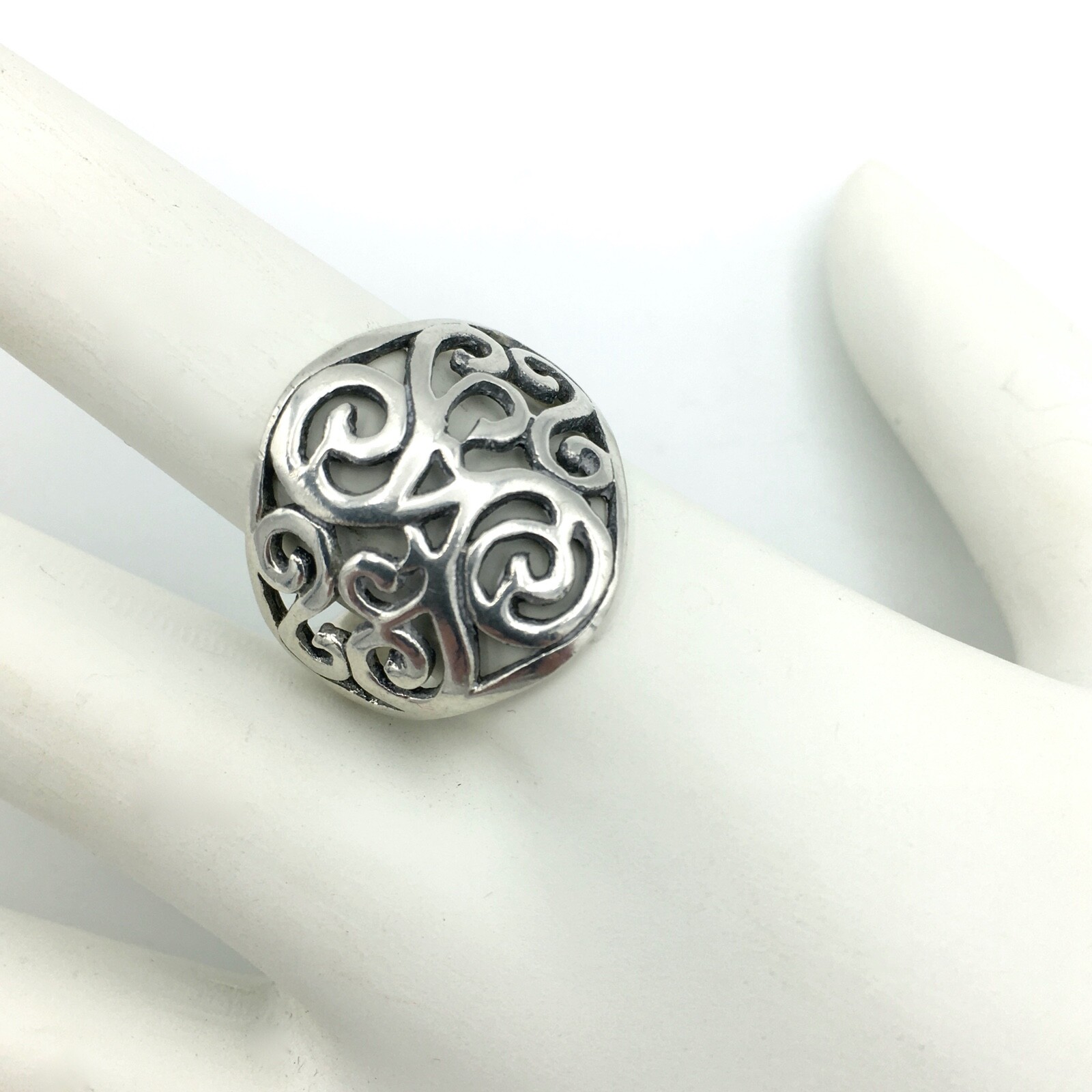 SCROLL open work sterling silver ring - size 6.75… - image 1