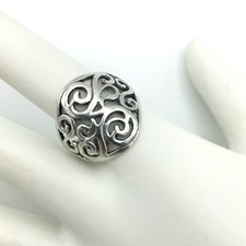 SCROLL open work ring - sterling silver size 6.75 solid 925 ornate swirl cutout
