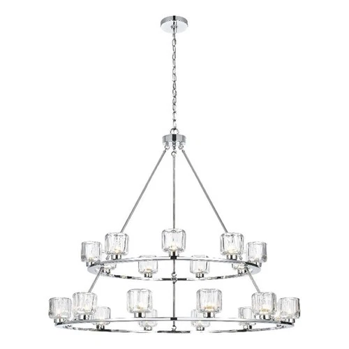 Elegant Lighting Cadence 48" Two-Tier Chandelier in Chrome - Picture 1 of 8