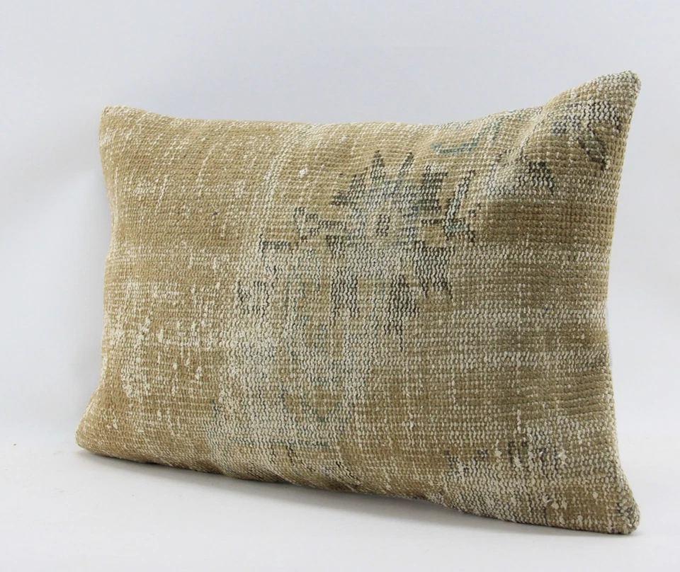 Handwoven Kilim Cushion Cover Turkish Carpet Pillow Case 16x24 Boho Home Decor - Image 3 of 4