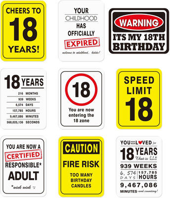18Th Birthday Party Decorations - 9PCS Wall Signs Funny Tags for Teenagers 18 Ye