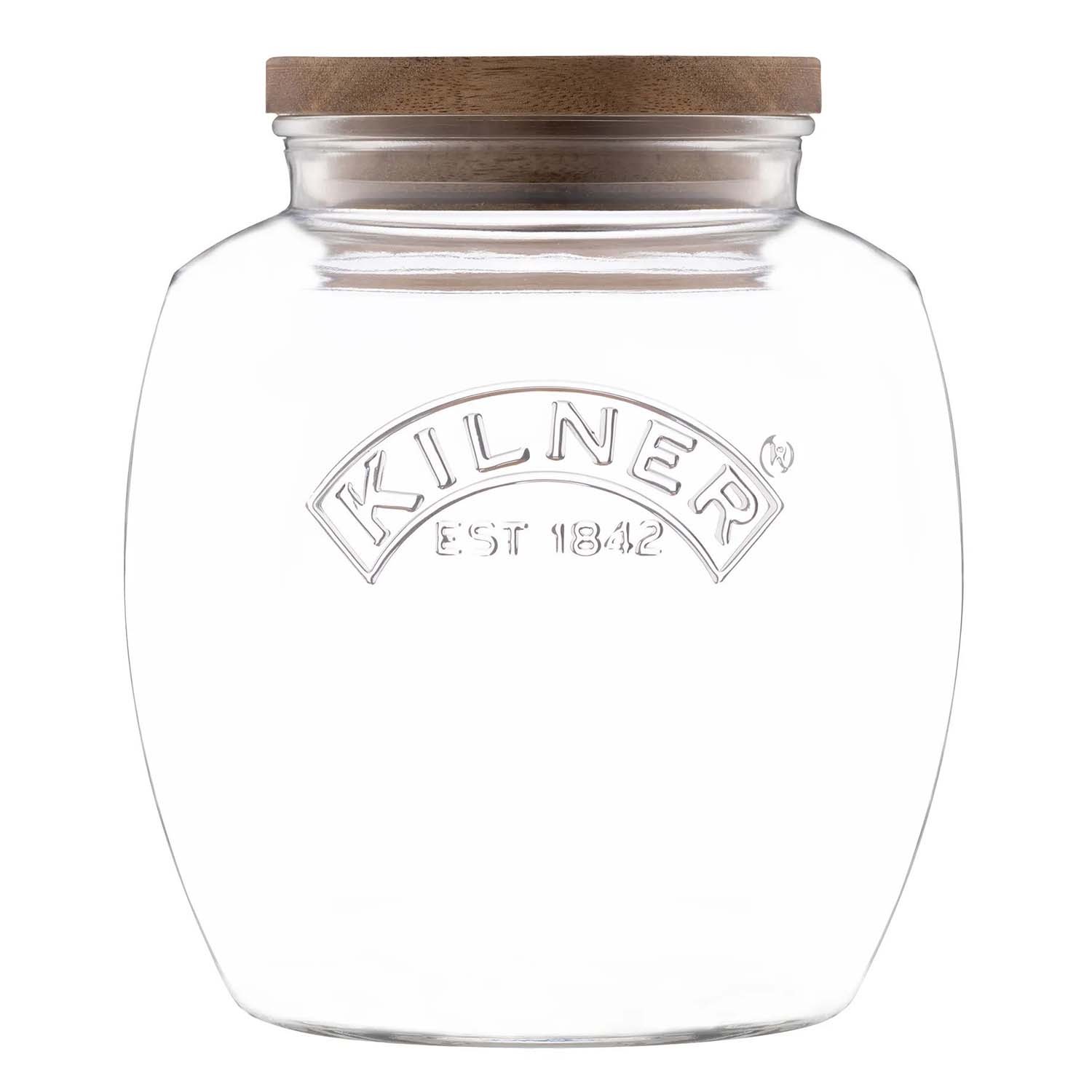 Glass Jar 2L Round Preserving Jar Storage with Airtight Push Top Lid Container
