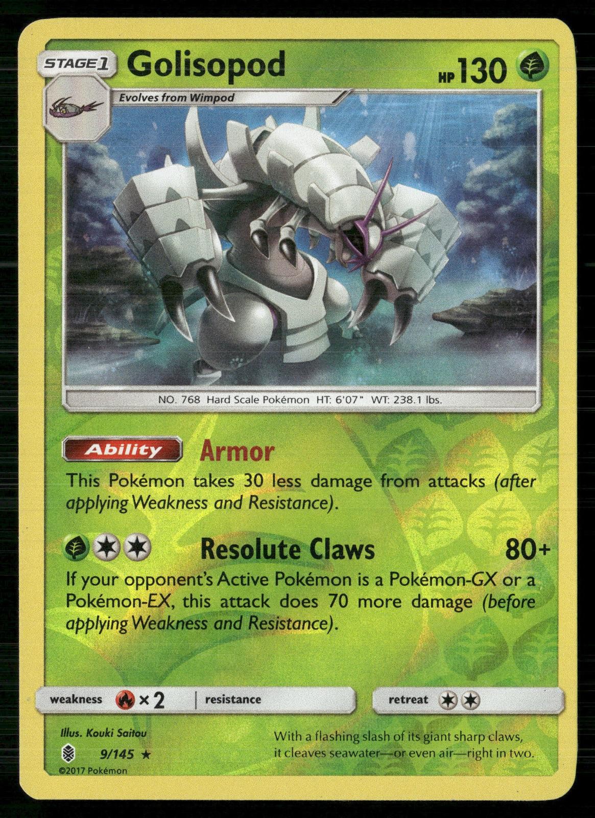 Golisopod 9/145 Holo Rare Guardians Rising Pokemon Reverse Holo MP