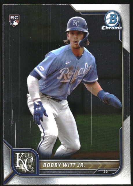 2022 Bowman Chrome Baseball Card #77 Bobby Witt Jr. (RC)