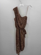 Pre-Owned Nightway Gold Size 8 Knee Length Evening Gown