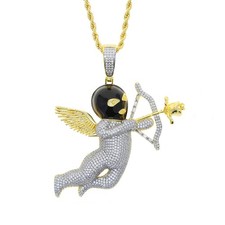 Two-Tone Gold Silver Iced Out Cupid Arrow Nec...