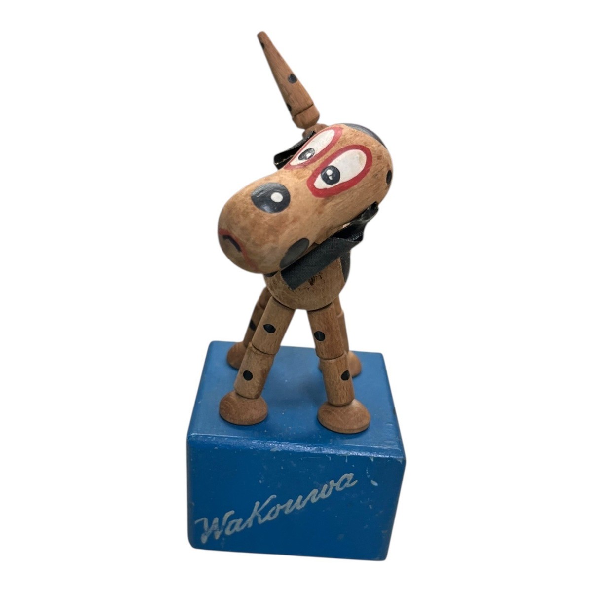 Vintage Wakouwa Push Puppet Wood Dog Toy w Orig Box Press Up