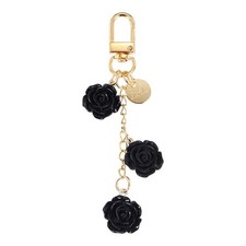 Flower Charm Keychain, Black Rose Pendant Keychains