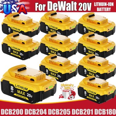 1-10PACK 20V For DeWalt Max XR 8.0Ah Lithium-Ion Battery DCB200 DCB206 DCB204 US