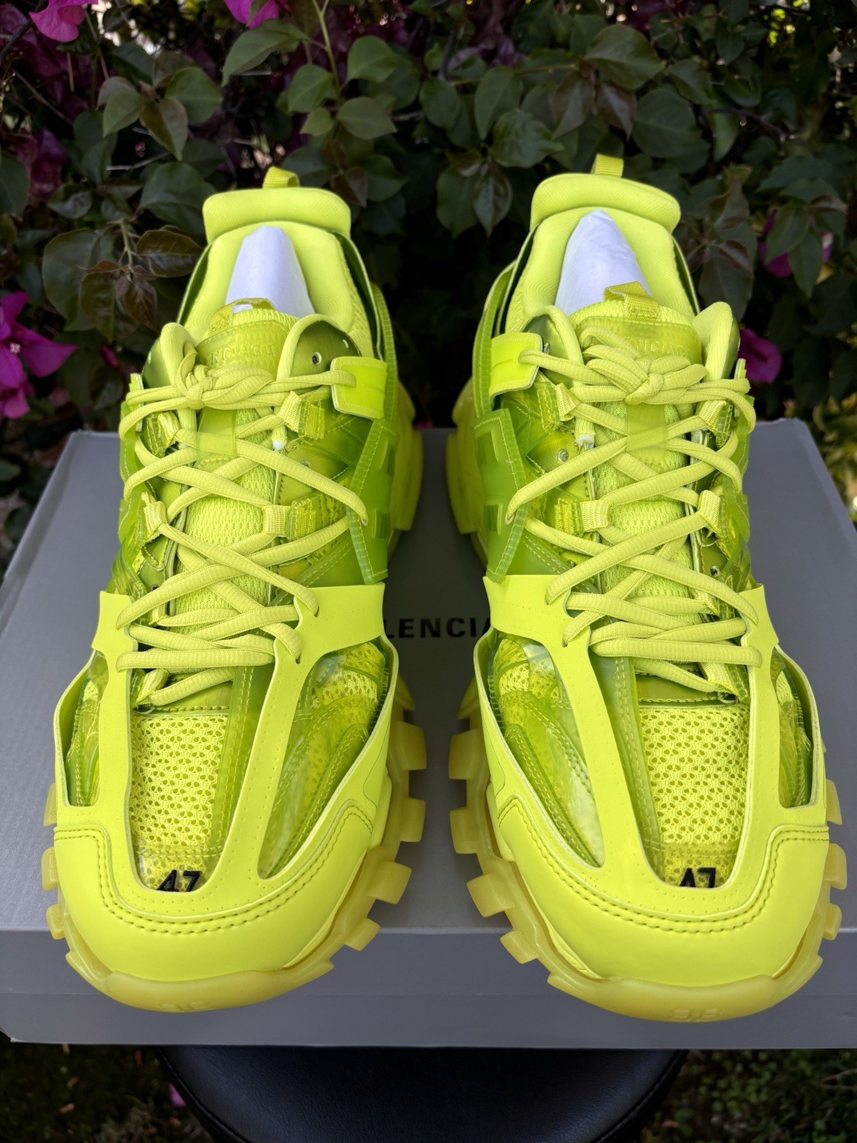 SAOLA Sneakers Balenciaga Track suola trasparente nuove con scatola $1150 verde lime taglia 47 US 14
