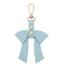 Sky Blue PU Leather Bow Keychain Cute Bow Charm Bowknot Key Ring for Handbag