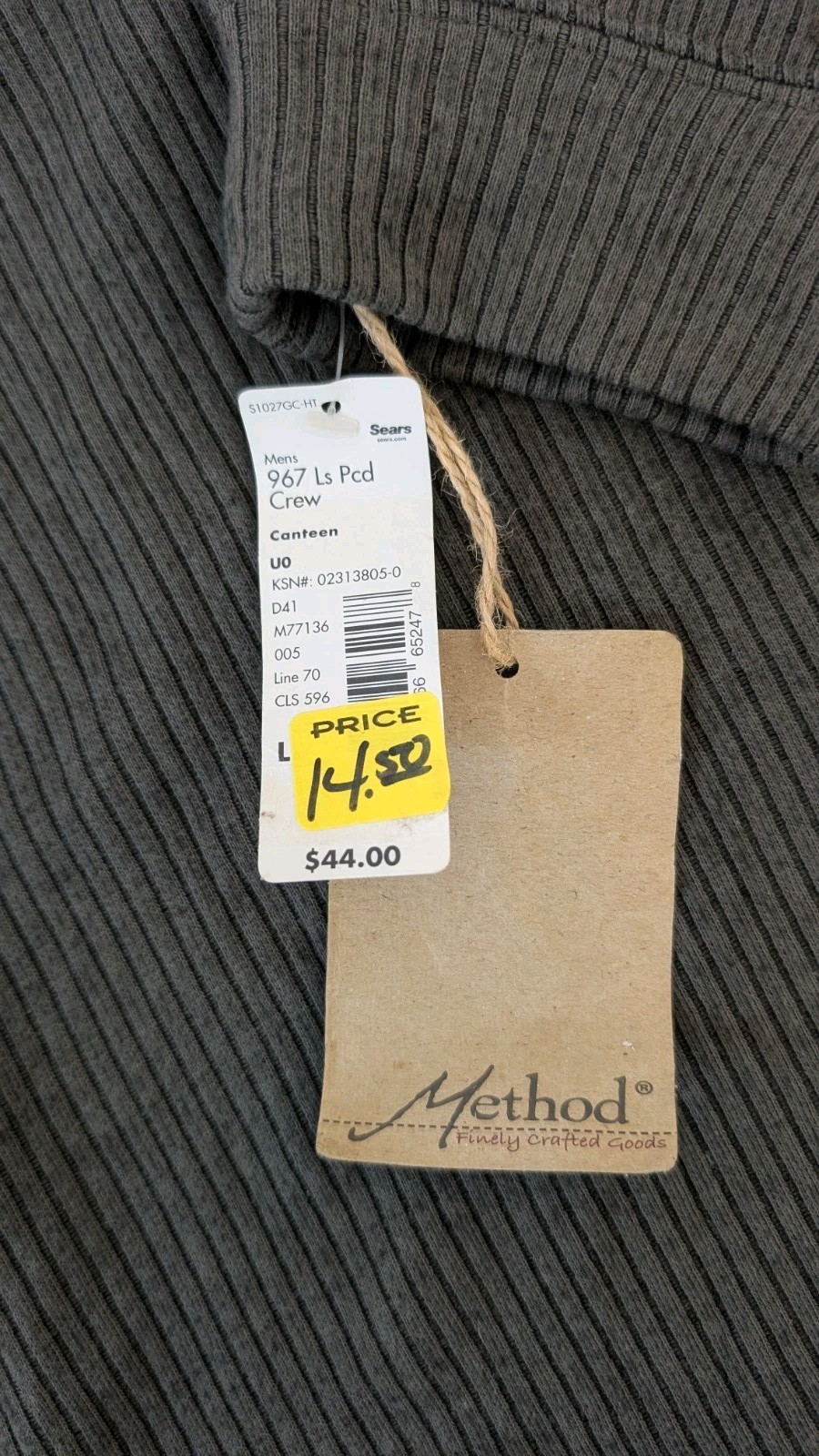 Method Men’s Large Ribbed Pullover Sweatshirt Gra… - image 6