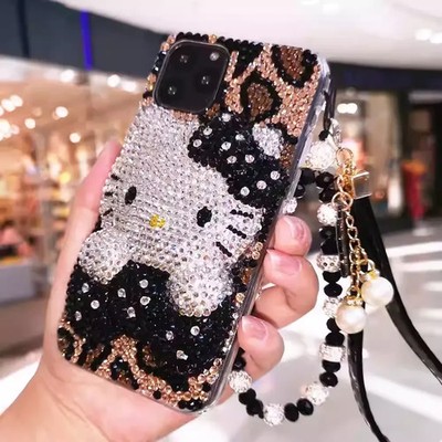 Bling Diamonds Cute Cartoon Cat Case for iPhone 17 16 15 14 13 12 11 X Pro Max