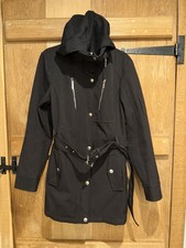 Michael Kors Ladies Medium Buckled Coat Hooded Fleece Lined Black