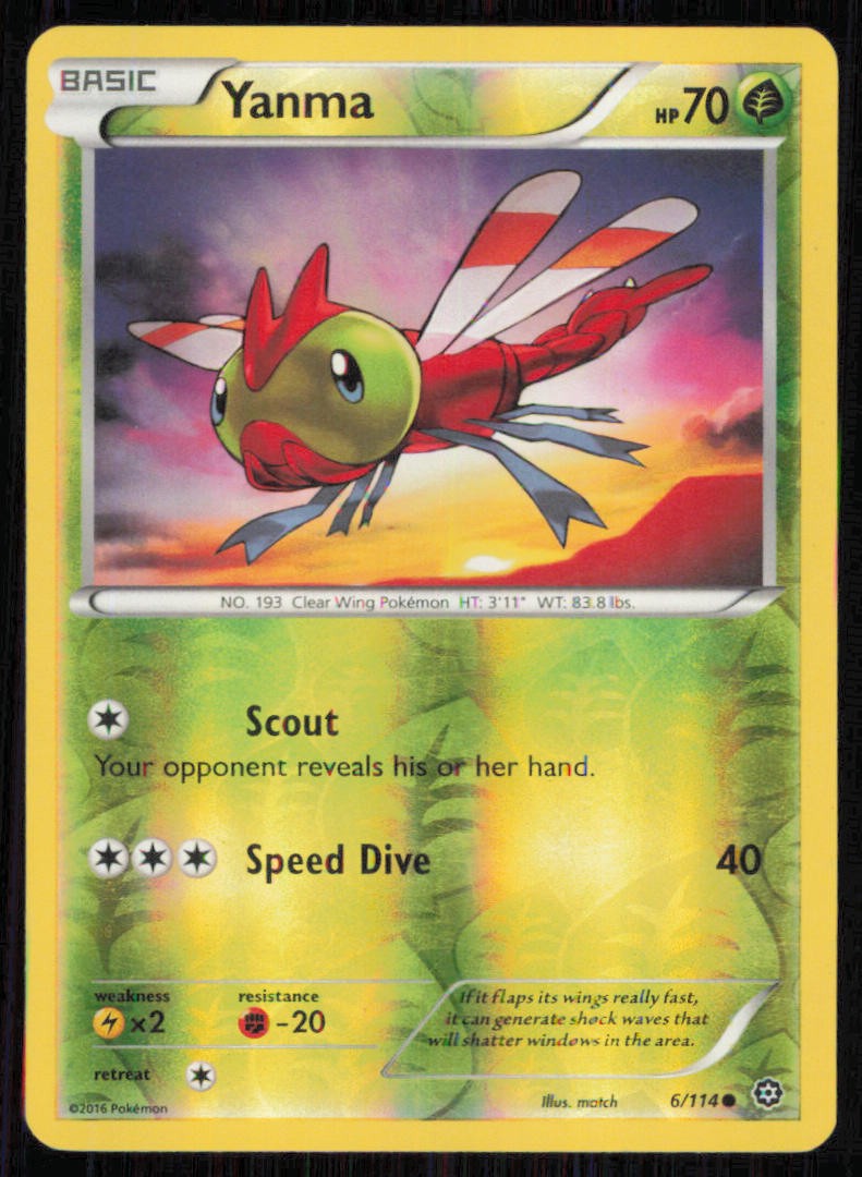 Yanma 6/114 Common Steam Siege Pokemon Reverse Holo Lightly Played