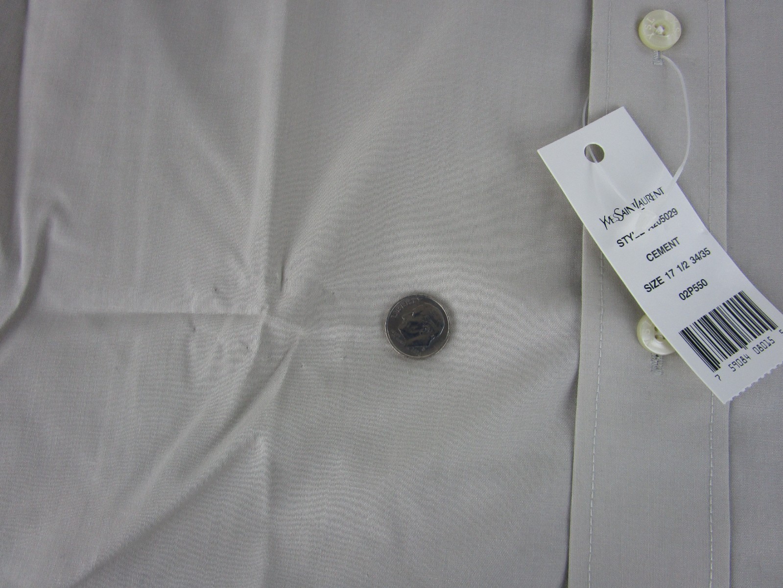 Camicia elegante uomo Yves Saint Laurent con bottoni manica lunga taglia 17 1 2 nuova con etichetta