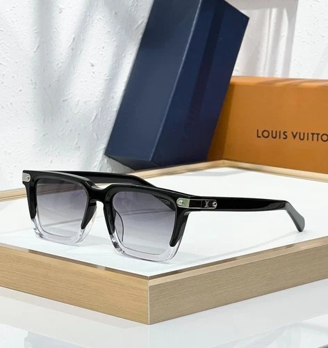 LLOUISV Z1974U Square Sunglasses Black Clear Frame Gradient Grey Lens 54mm - product listing photo