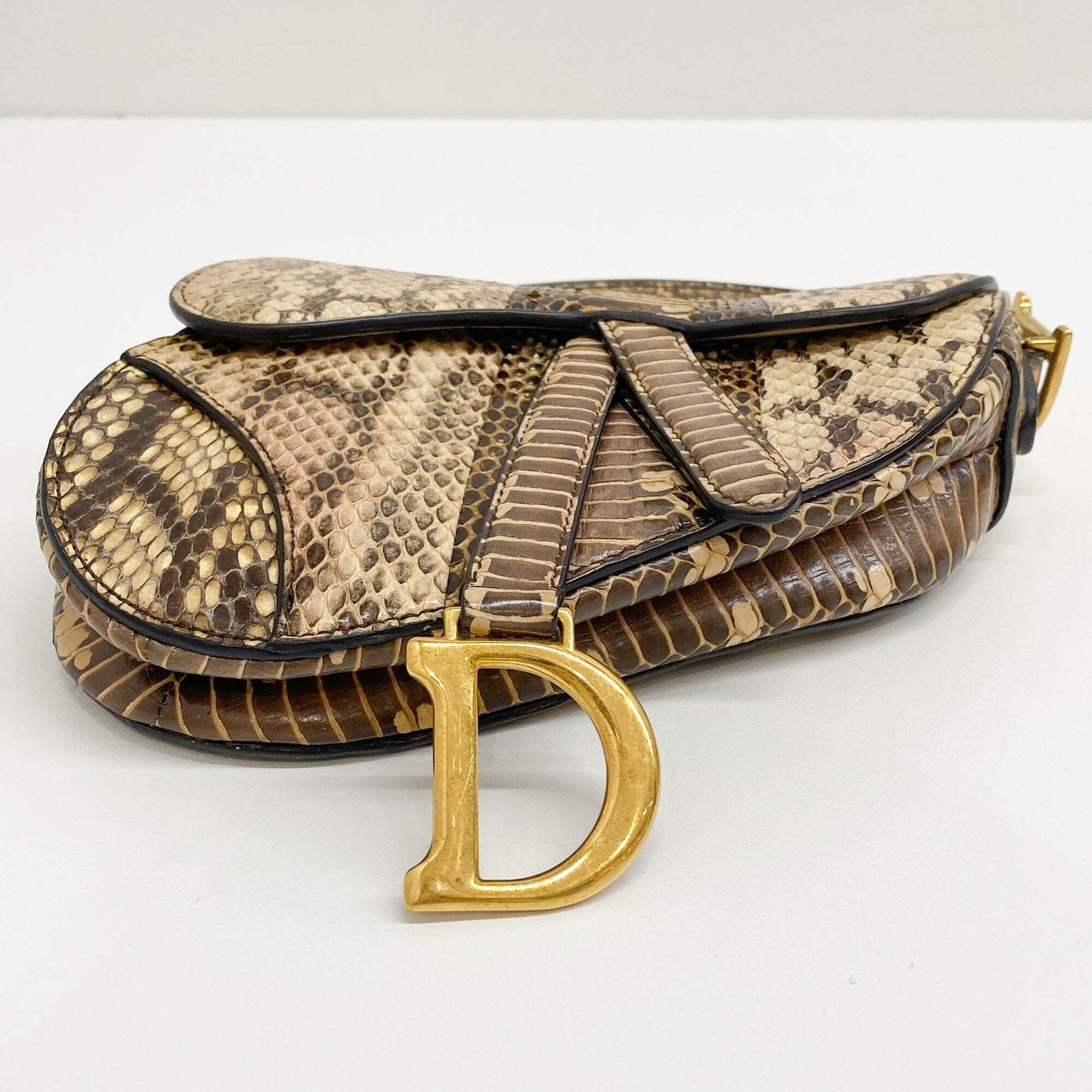 DIOR Mini Saddle Brown Embossed Python Two Way Bag — image 8