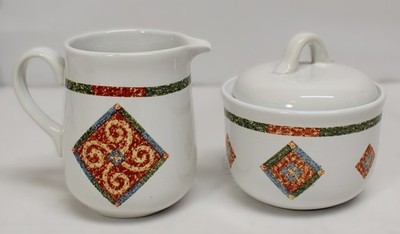 Corelle Coordinates Sand Art Sugar and Creamer Set Corning Stoneware