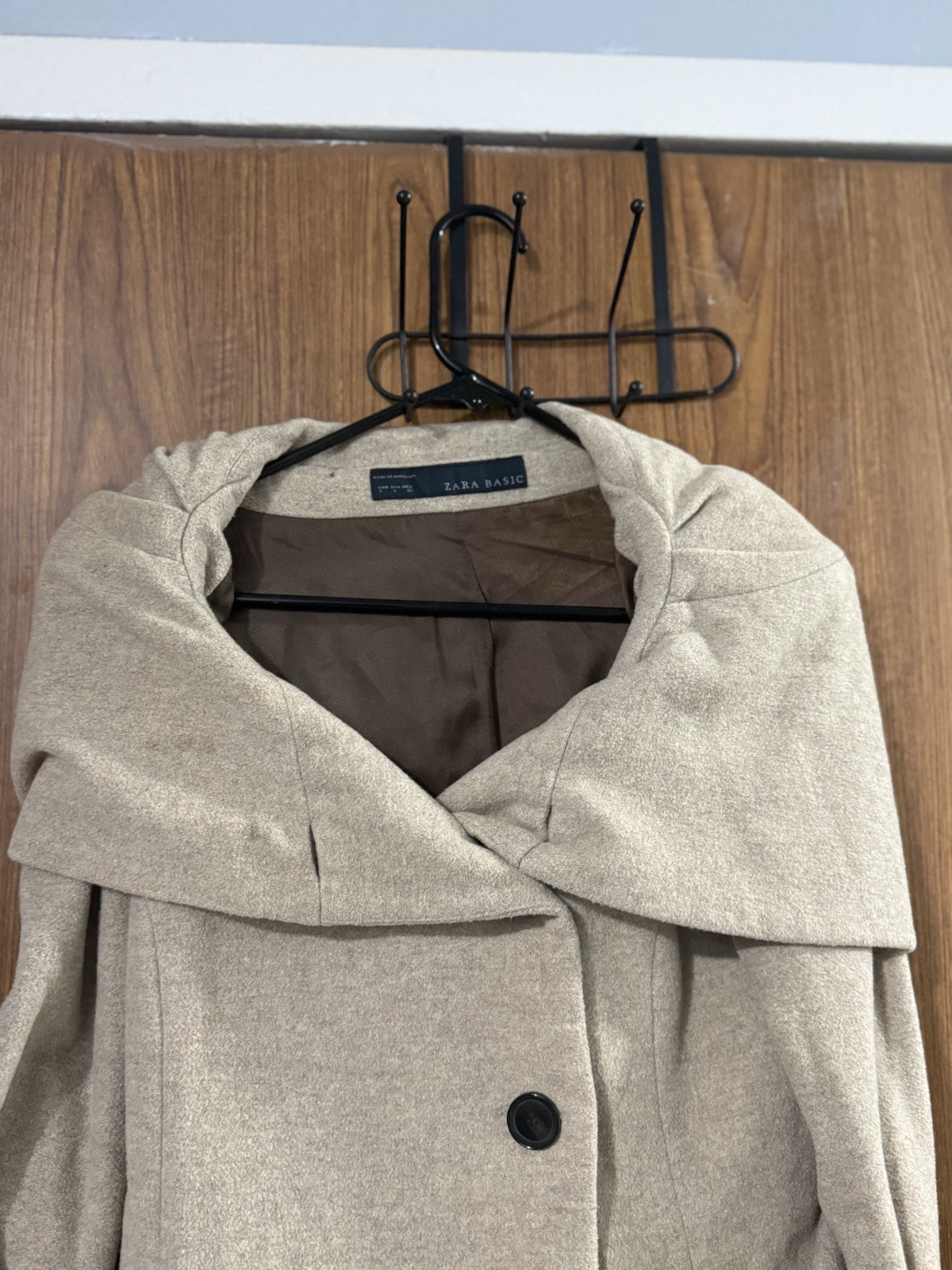 ZARA BASIC Women's Beige Mid-Length Lined Button … - image 1