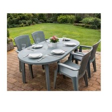 4 Seater Garden Patio Table & Chairs  Dining Set Green Outdoor Furniture