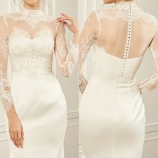 Long Sleeves Bolero Topper Jacket for Bride Appliques Lace Beading Wedding Dress