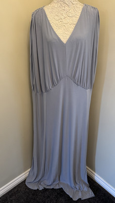 SIMPLY BE LADIES BLUE/GREY V-NECK MAXI DRESS UK SIZE 28 BNWT
