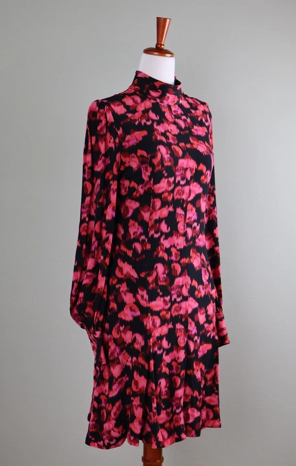Vestido PROENZA SCHOULER X Barneys $1190 Crepe Ikat Floral Cuello Simulado Talla 6 Foto 2 de 4